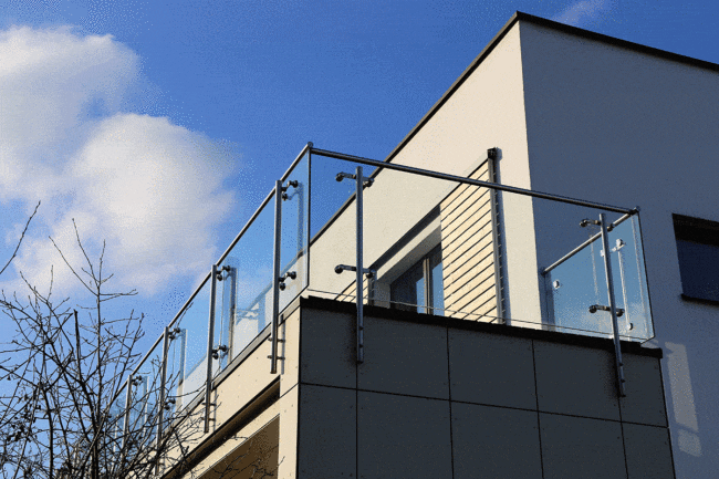 upper story glass balustrade design for apartment building